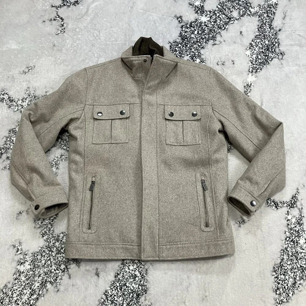 Michael Michael Kors Wool Blend Utility Jacket Mens Size‎ Medium Beige